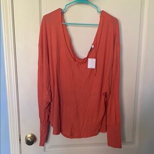 BDG Orange Long Sleeve Backless Blouse